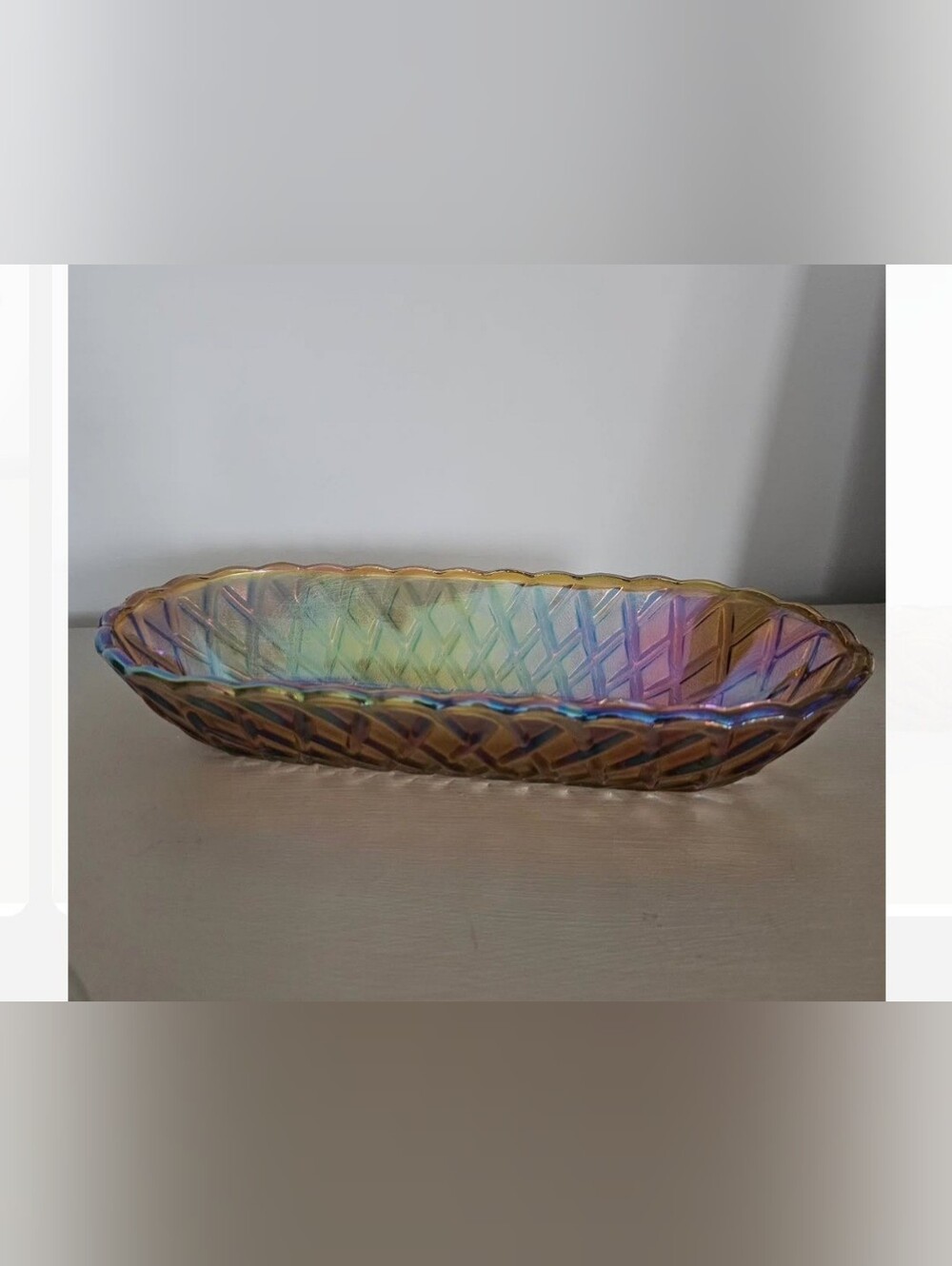 Iridescent Rainbow Glass Serving Tray - Home Art